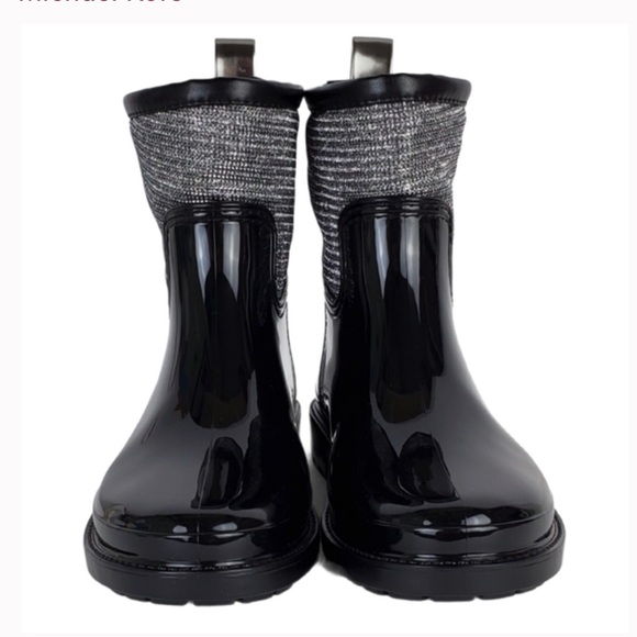 Michael Kors Blakely Mesh Black Rain Boots Size 8 - Picture 2 of 6